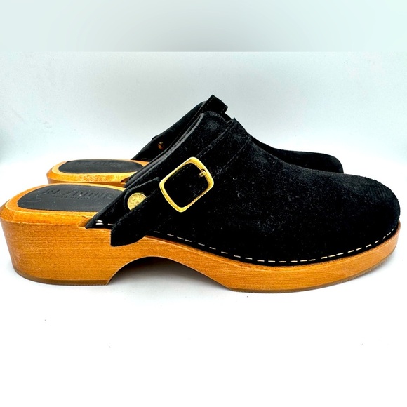 Re/Done Sz 39 70’s Classic Clogs Black suede on wooden platform - Picture 8 of 9